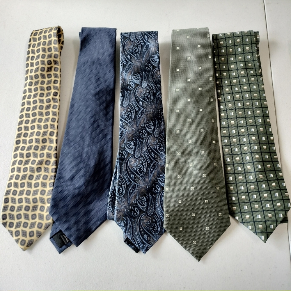 Lot 5 Silk Neck Ties Assorted Colors And Patterns Office Classic Business